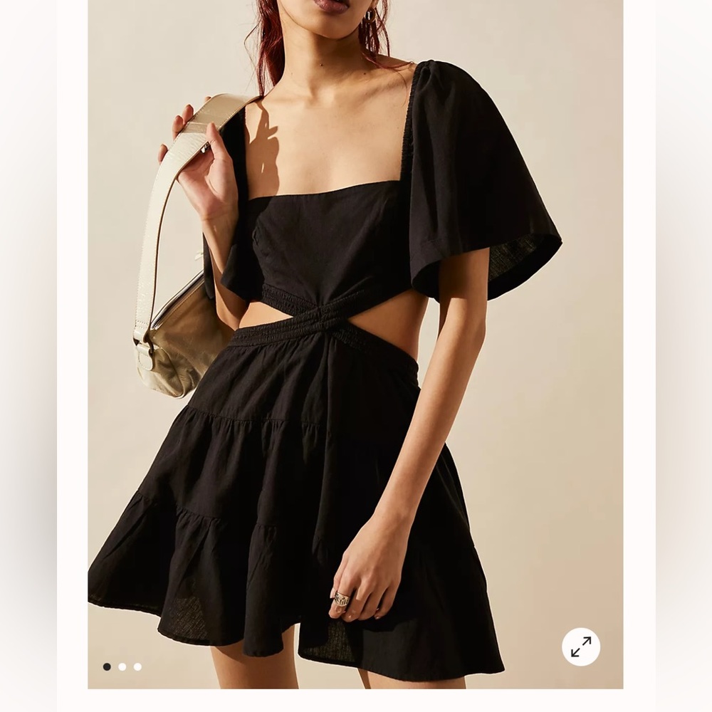 Free People cross of sunlight mini dress in black